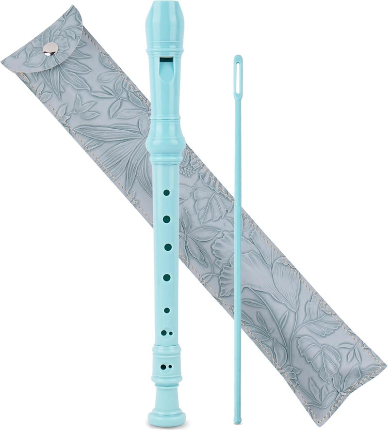 Haecsfl Recorder Instrument for Beginner Adults,8-Hole Soprano Descant Recorder Music Flute with with Cleaning Rod & Leather Case For Home Entertainment(2-Carved Light Blue) - Image 1